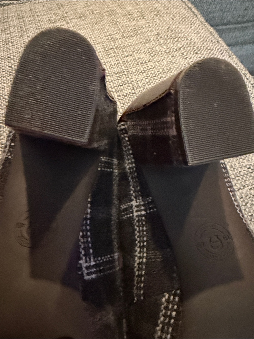 Etienne Aigner Zane Plaid Fabric & Leather
Trim Block Heel Pumps - Size 8M - Picture 10 of 14